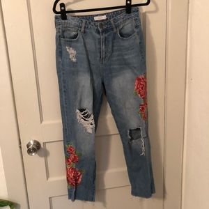 floral boyfriend jeans